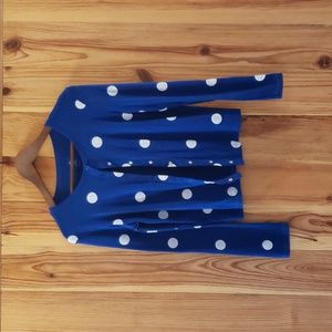 Petit Bateau - Blue/White Polka Dot Long-Sleeve Cardigan - S